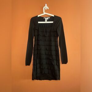 NEW Max Studio Ruffle Long Sleeve Midi Dress Womens Size S